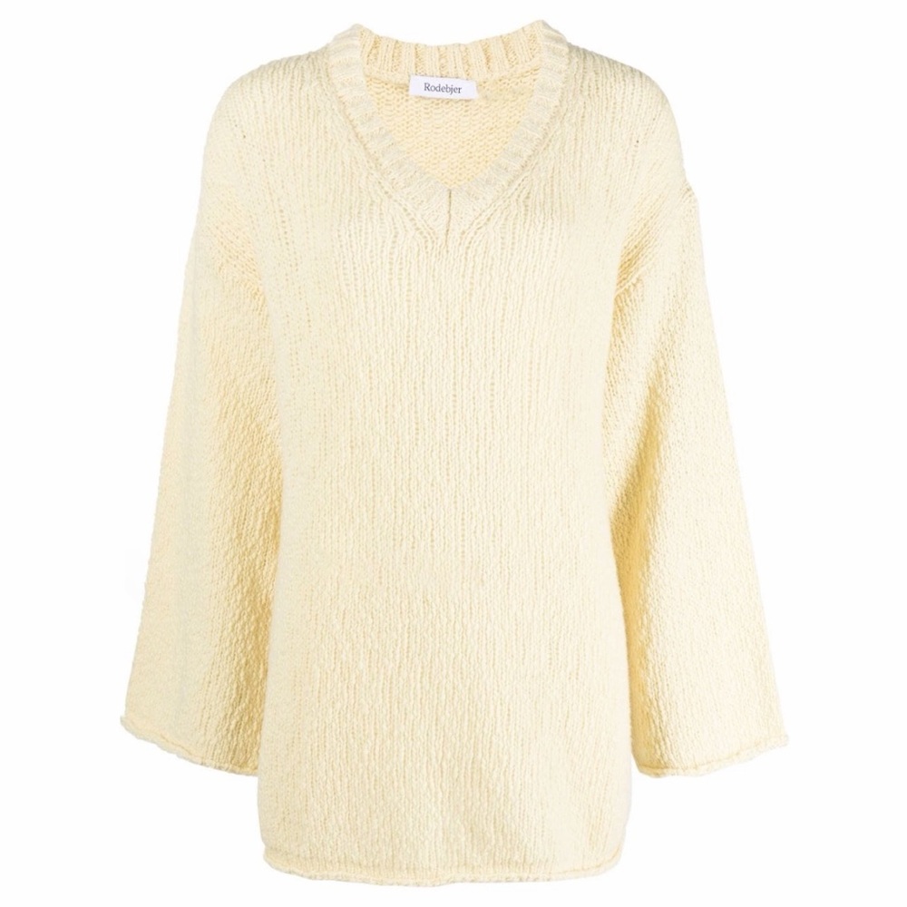 Rodebjer Wool Alpaca Blend V-Neck Sweater Butter Yellow